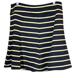 J MCLAUGHLIN Wmn's Sz M Blk Gold Print Catalina Cloth Swing Skirt Preppy Sporty